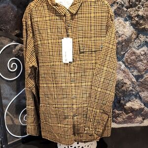 Zara Yellow and Black Checkered Shirt